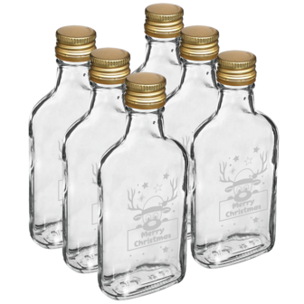 Glazenflesjes &quot;Kerst&quot; 200ml (6 stuks)