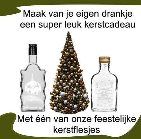 Glazenflesje met Kerstbal print 500 ml